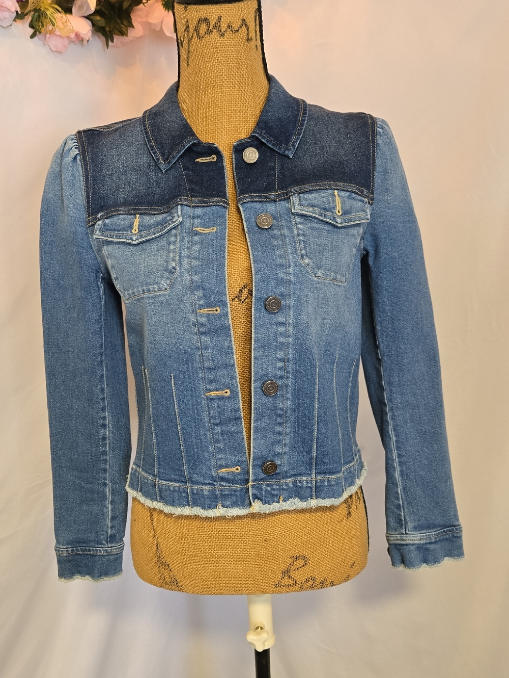 Rebecca Taylor Light Blue Denim Jacket with Contrast Stitching